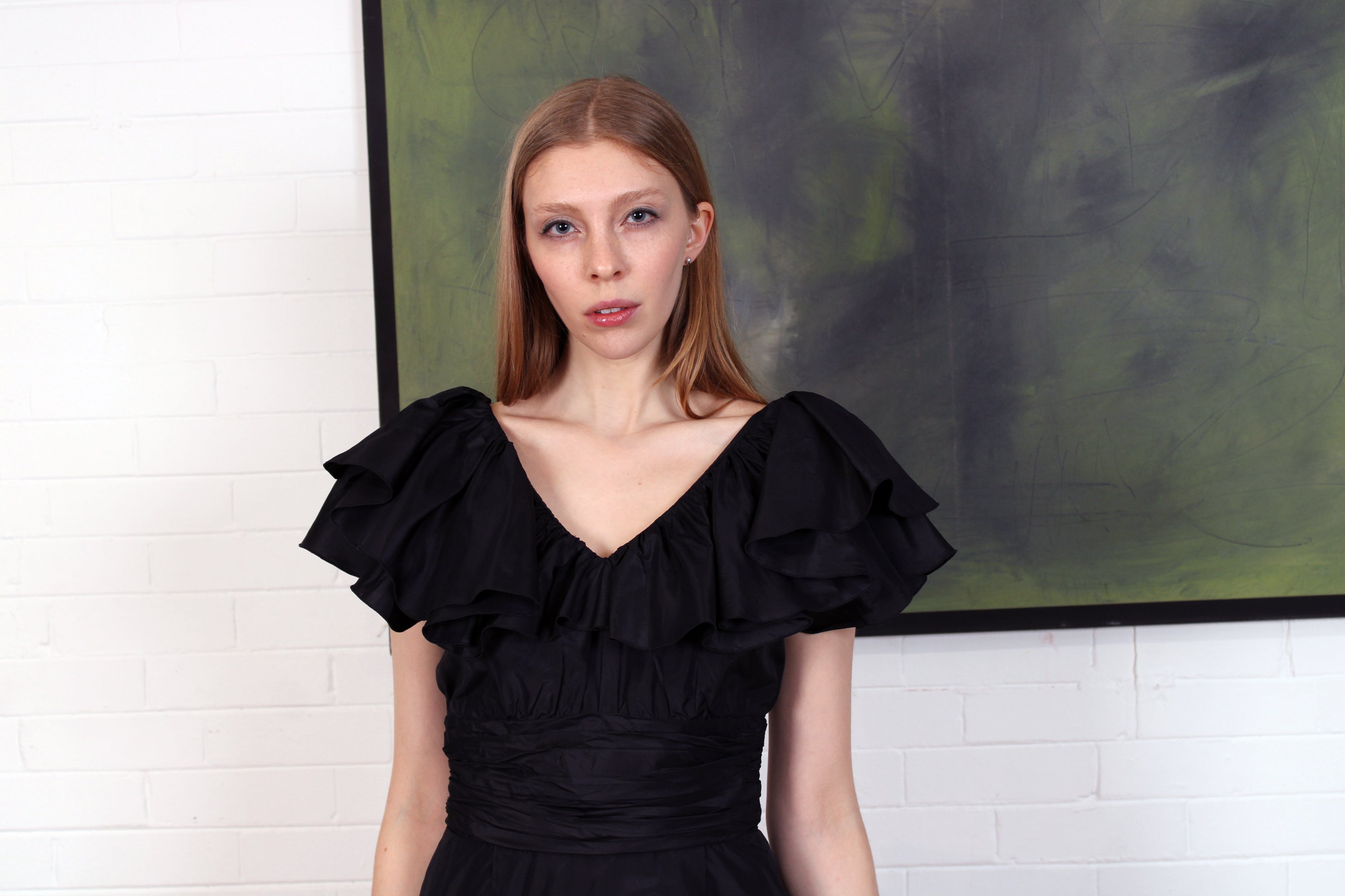 Vintage Loris Azzaro Silk Ruffle Sleeve Cocktail Dress