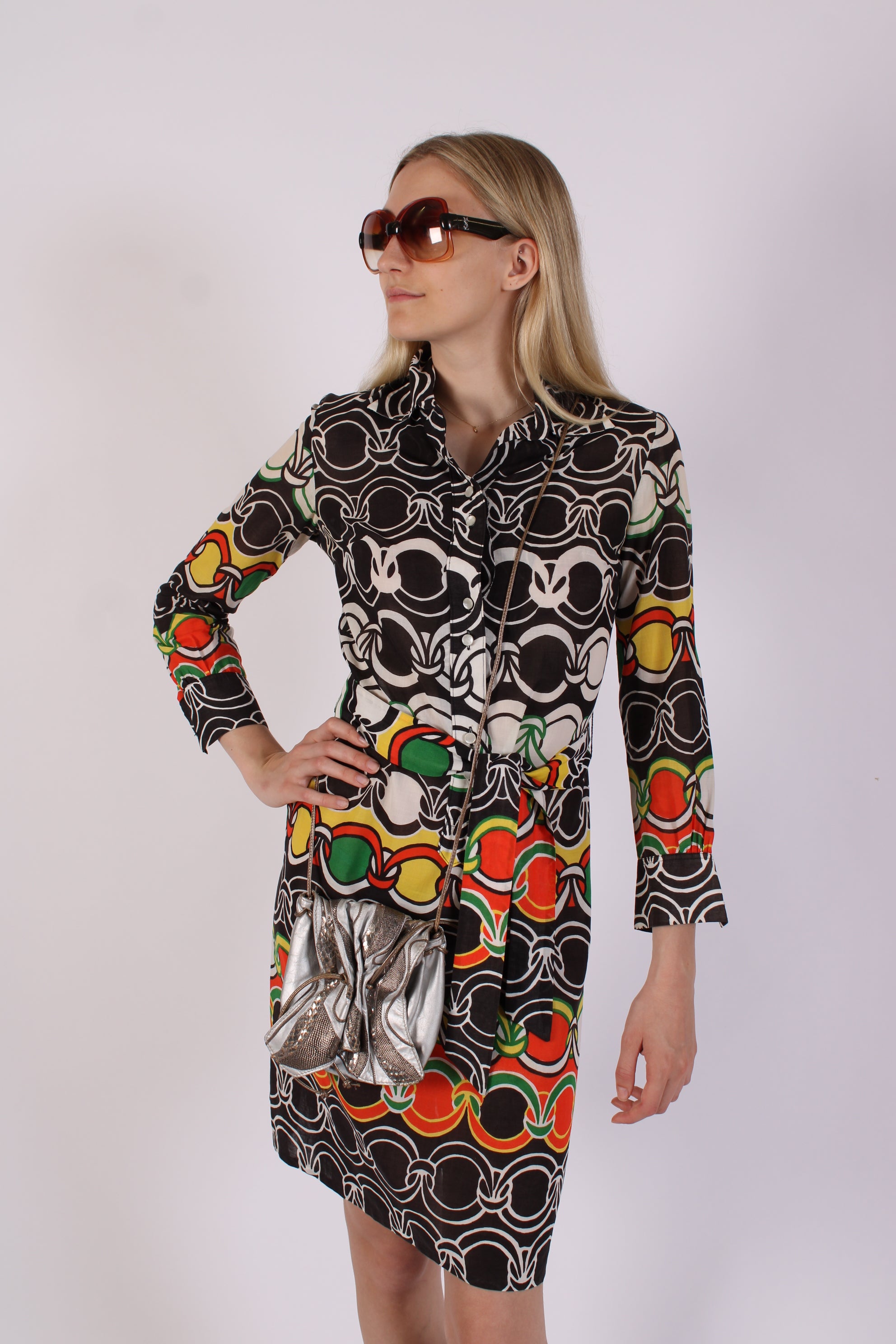 Vintage 1970s Lanvin Chain Pattern Dress