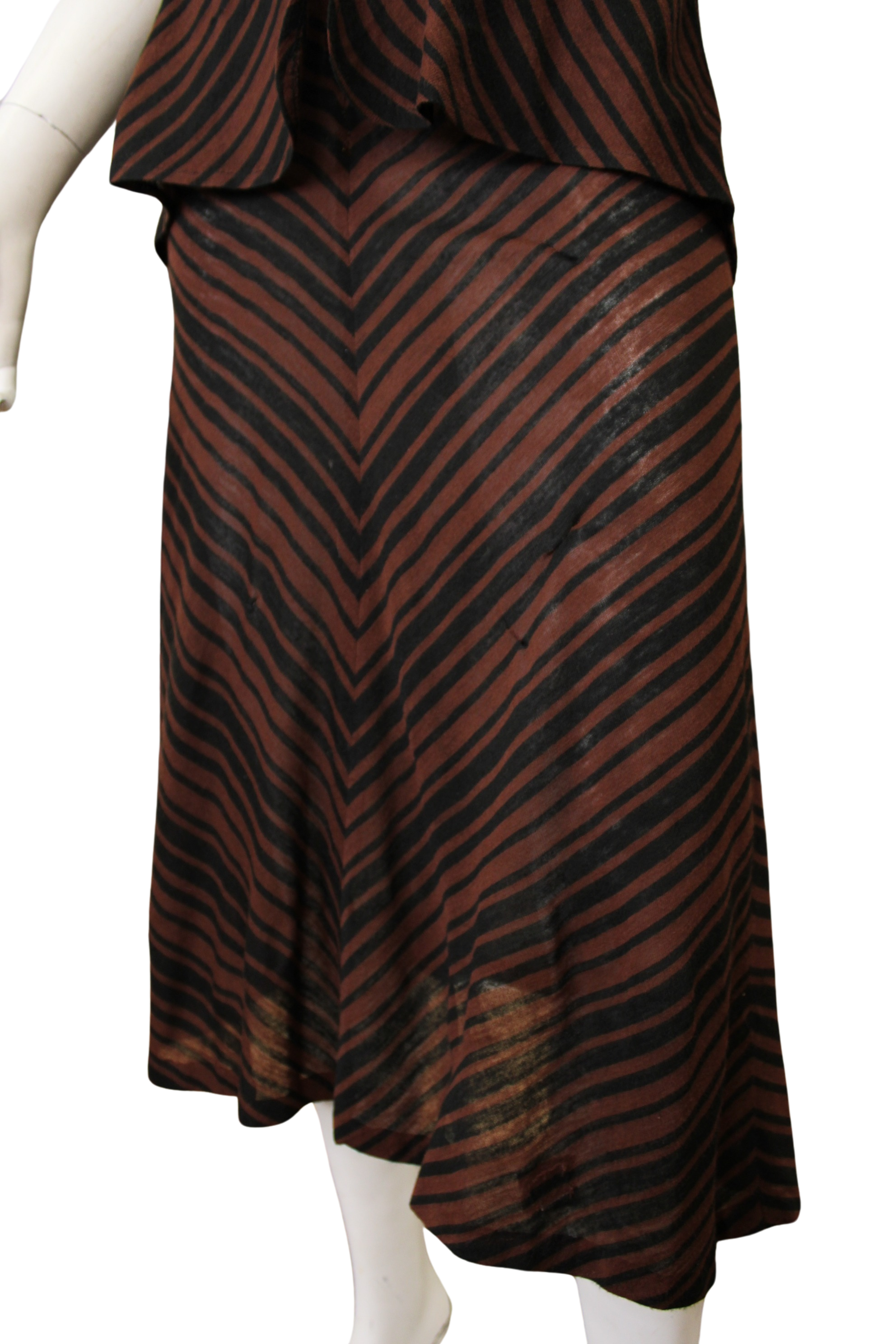 Vintage Biba Striped Dress 1970s UK Iconic Chevron Design Peplum Studio 54