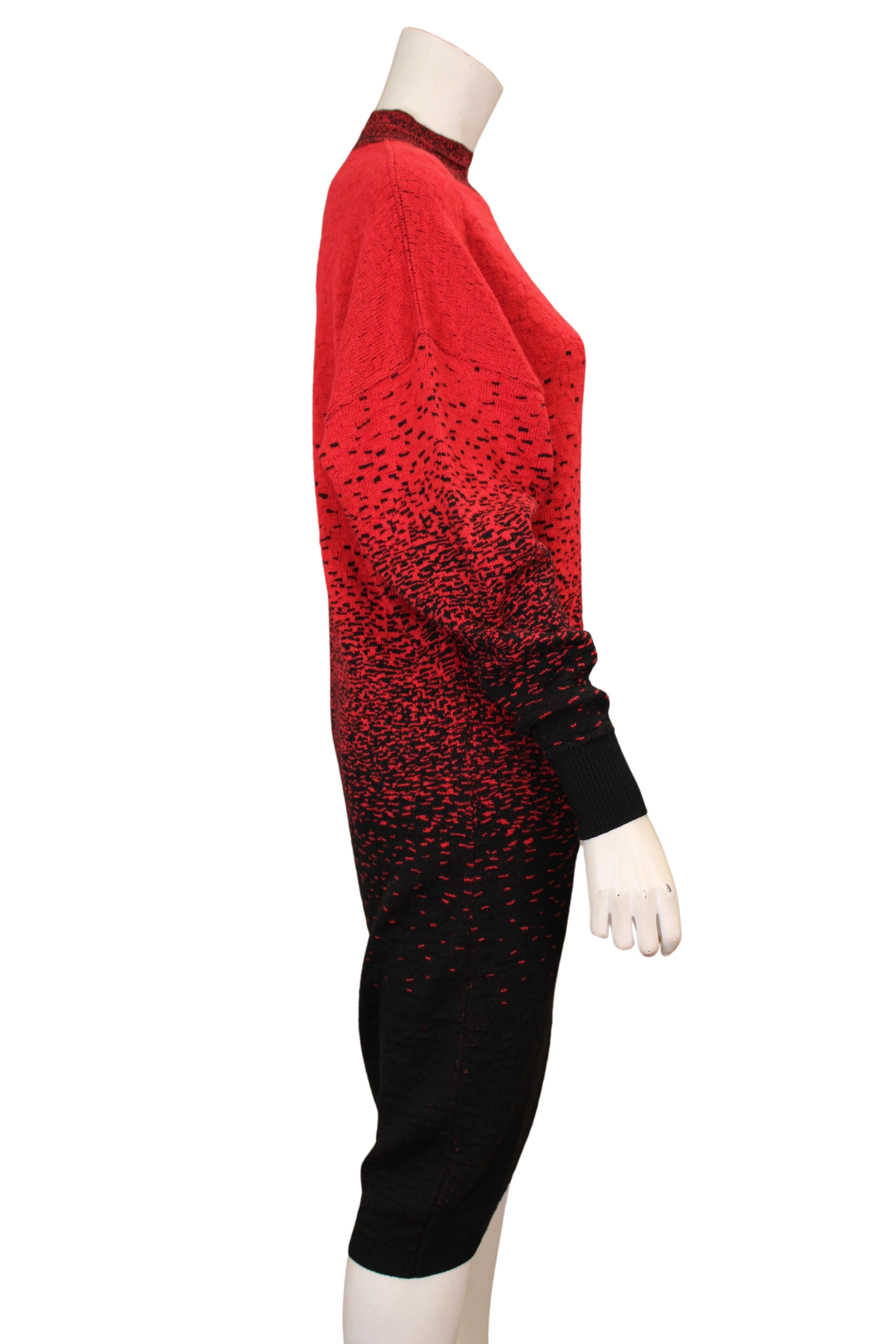Versace 1980s Batwing Black and Red Sweater Dress