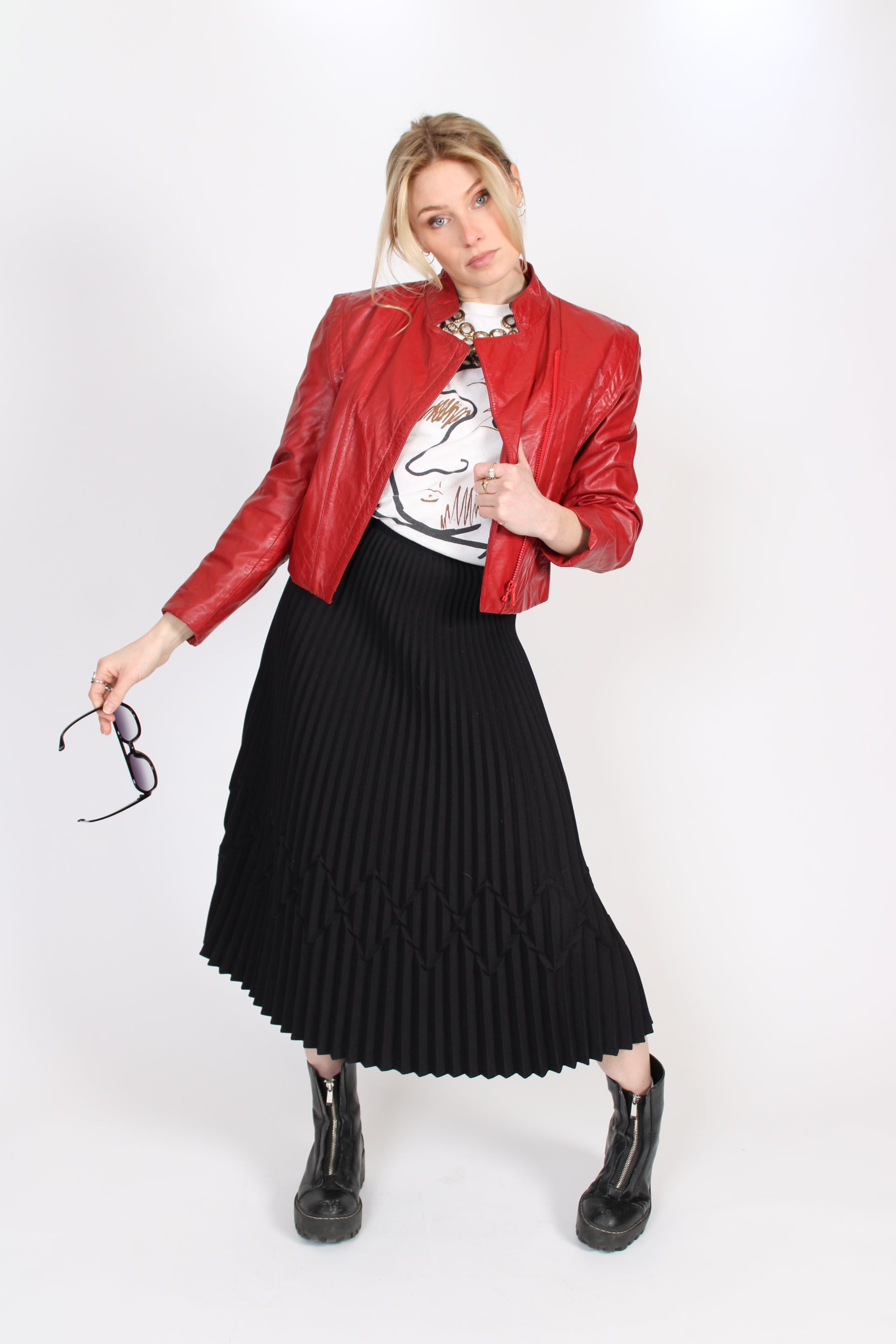 Vintage Black Bagatelle Pleated Skirt