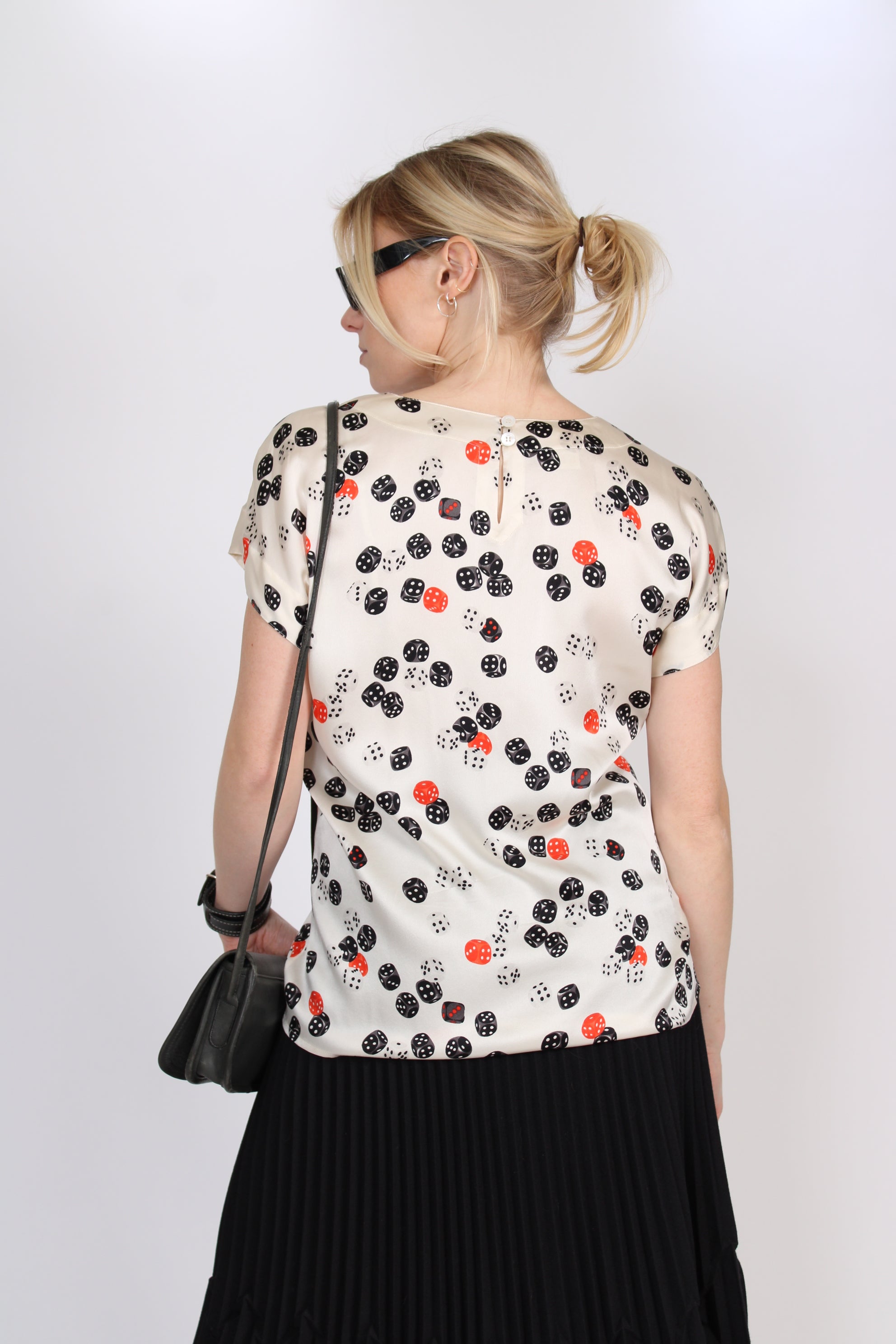 1980s Escada Silk Dice Blouse