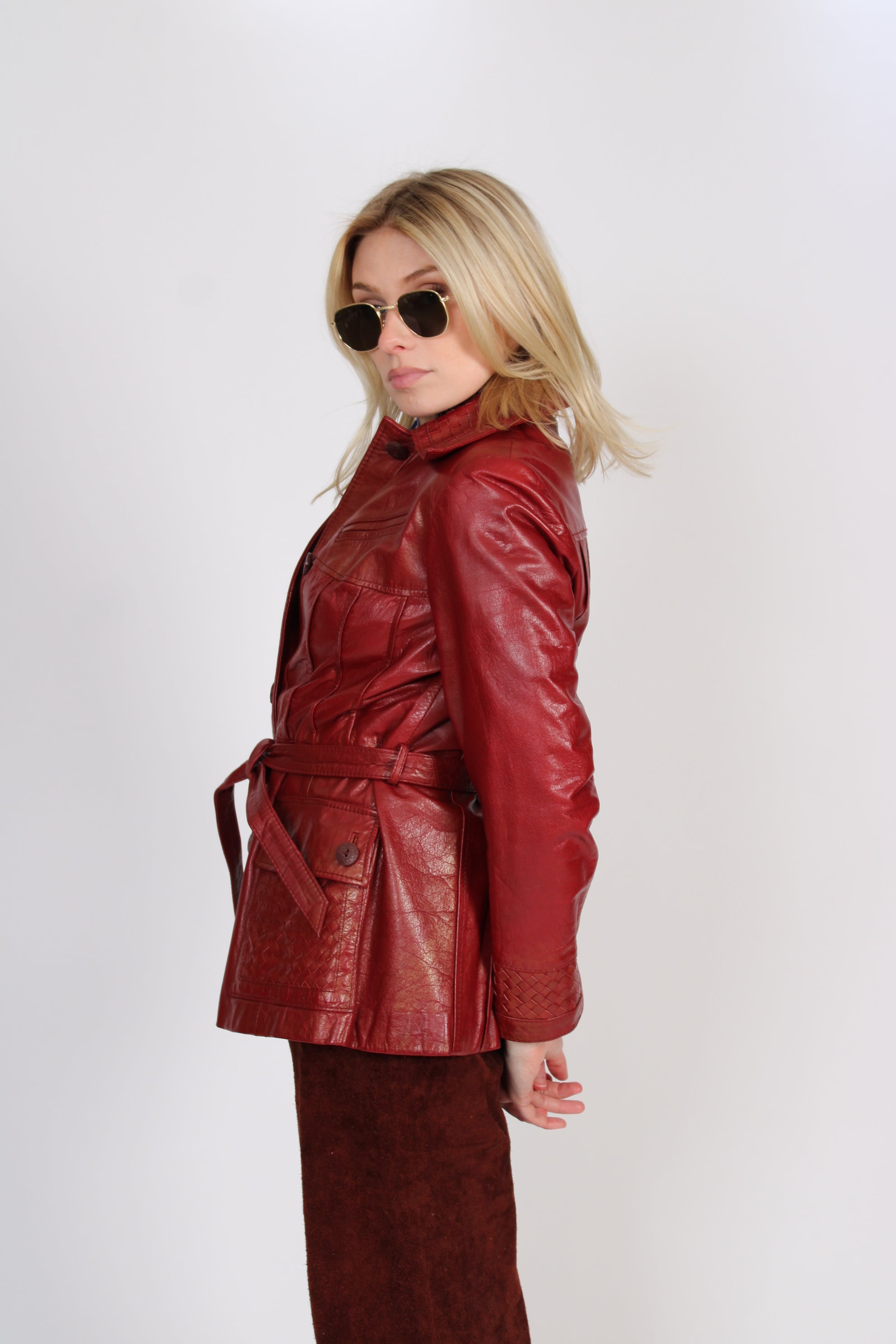 1970s Vintage Burgundy Leather Jacket