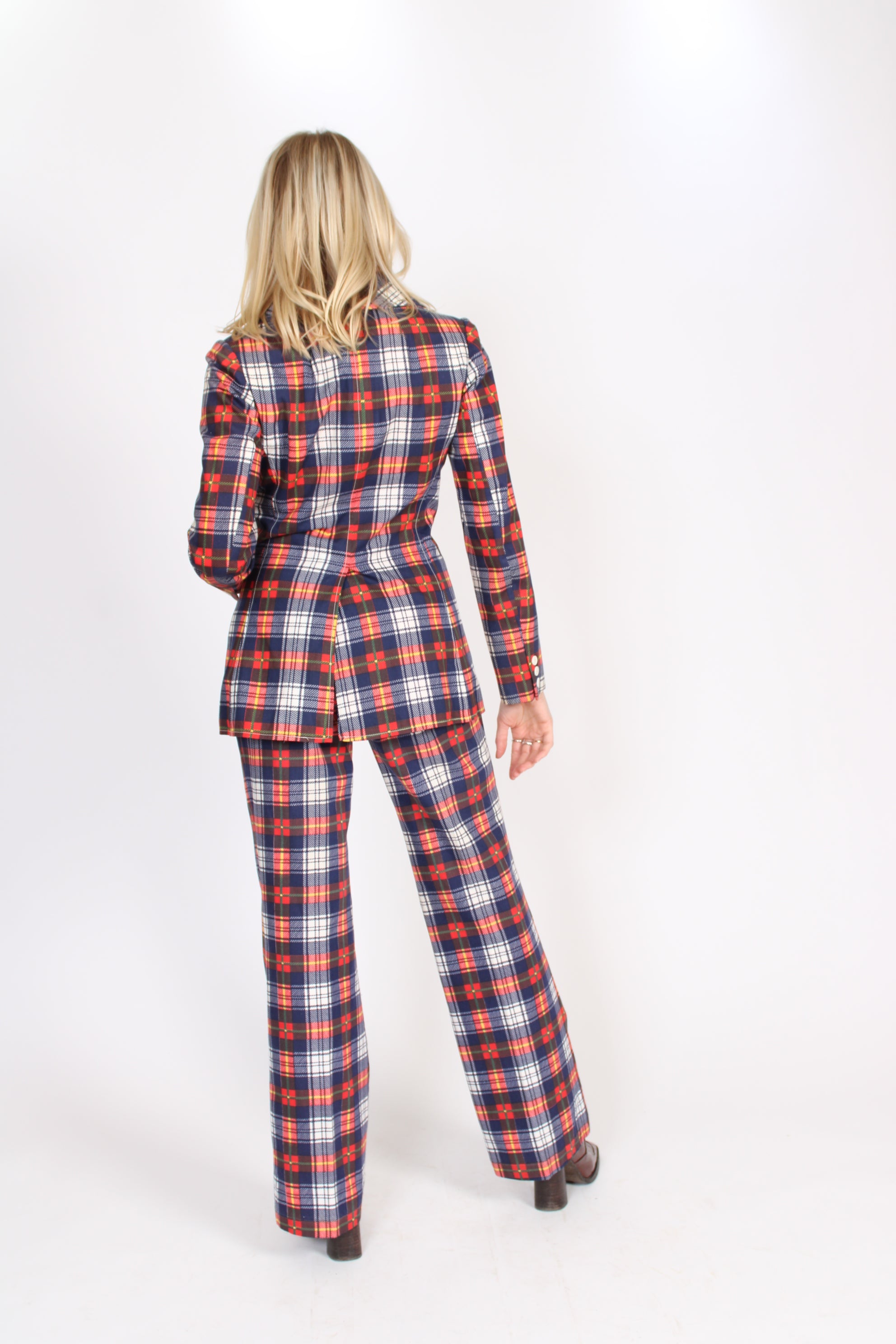 1970s The Beene Bag by Geoffrey Beane Plaid Suit