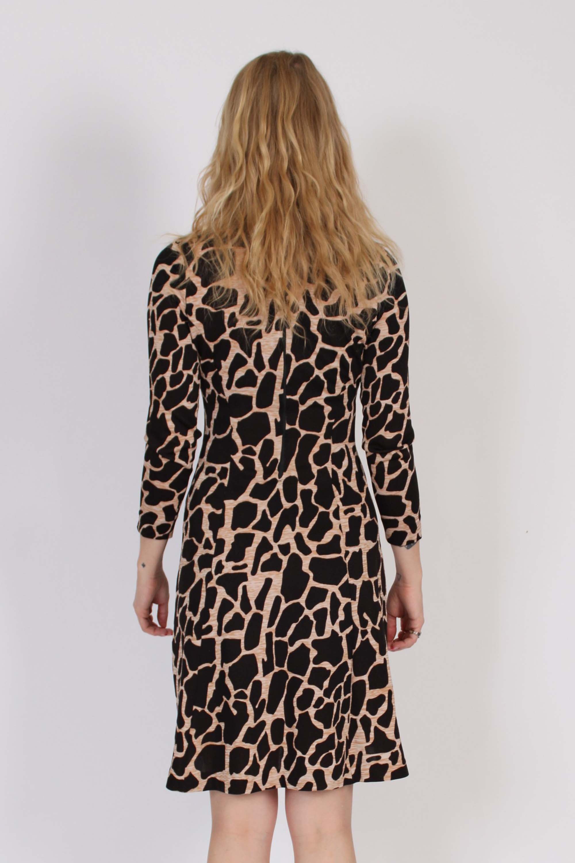 1970s Goldworm Giraffe Print Turtleneck Dress