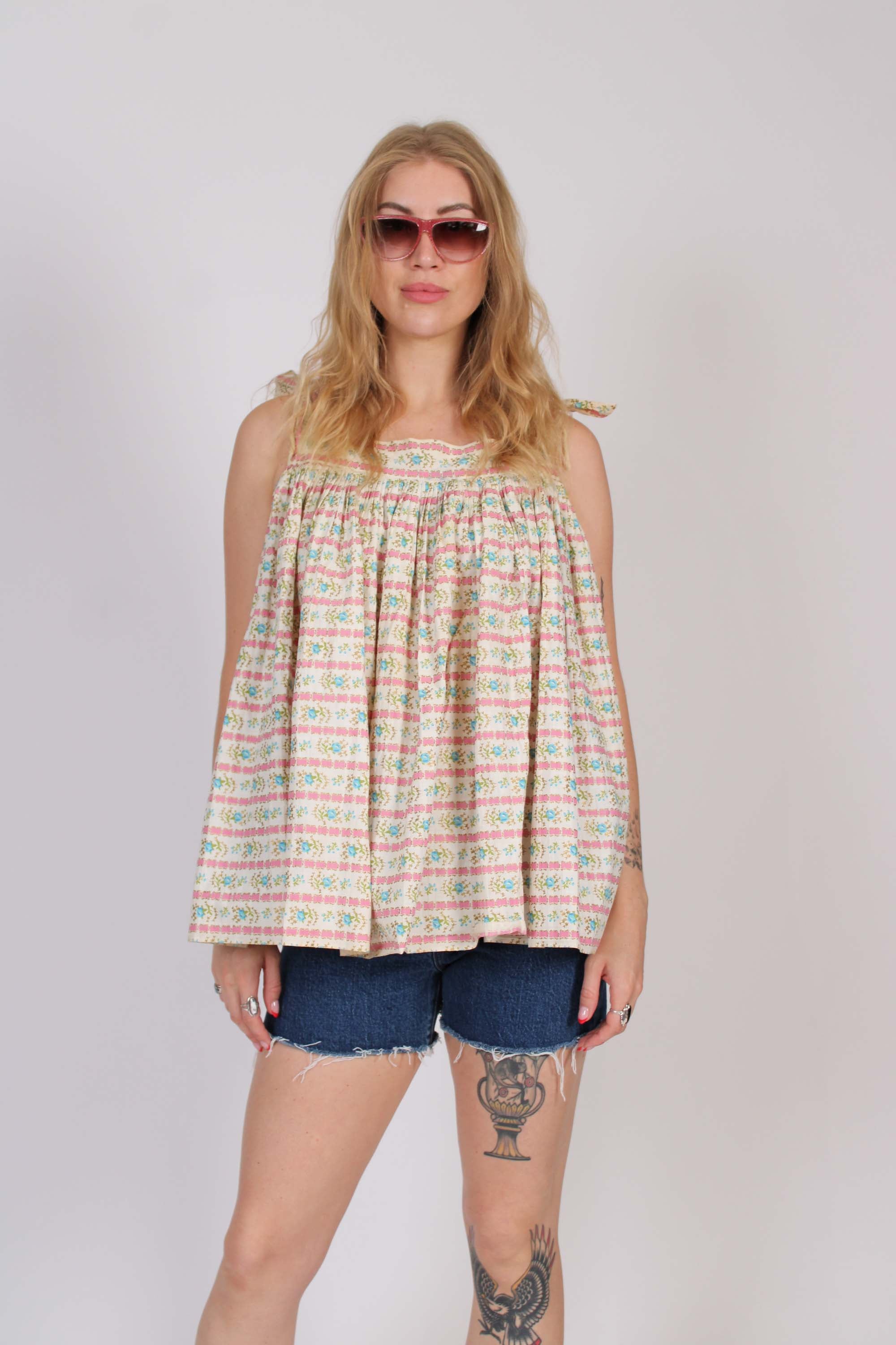 Floral Cotton Baby Doll Blouse