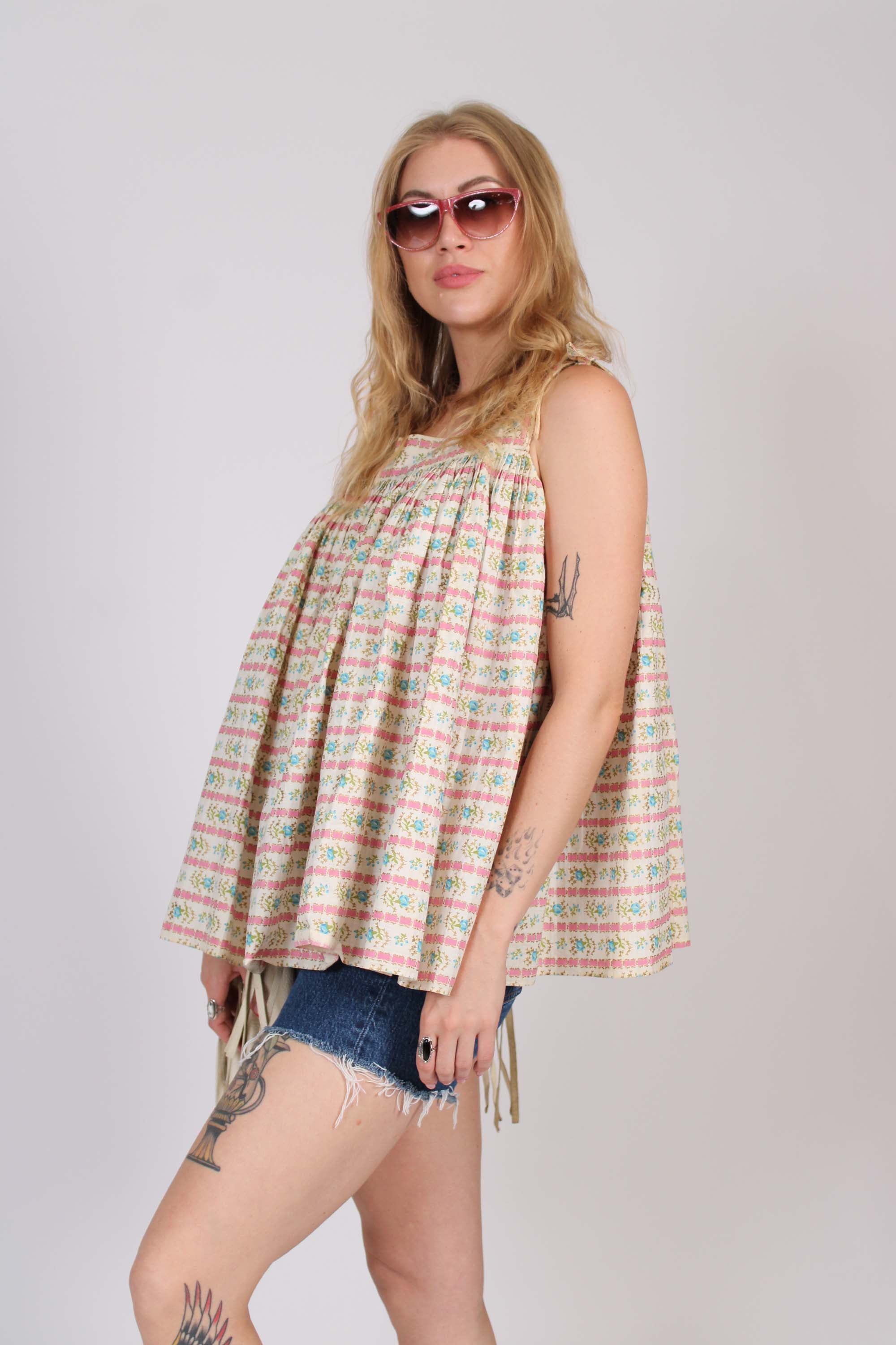 Floral Cotton Baby Doll Blouse