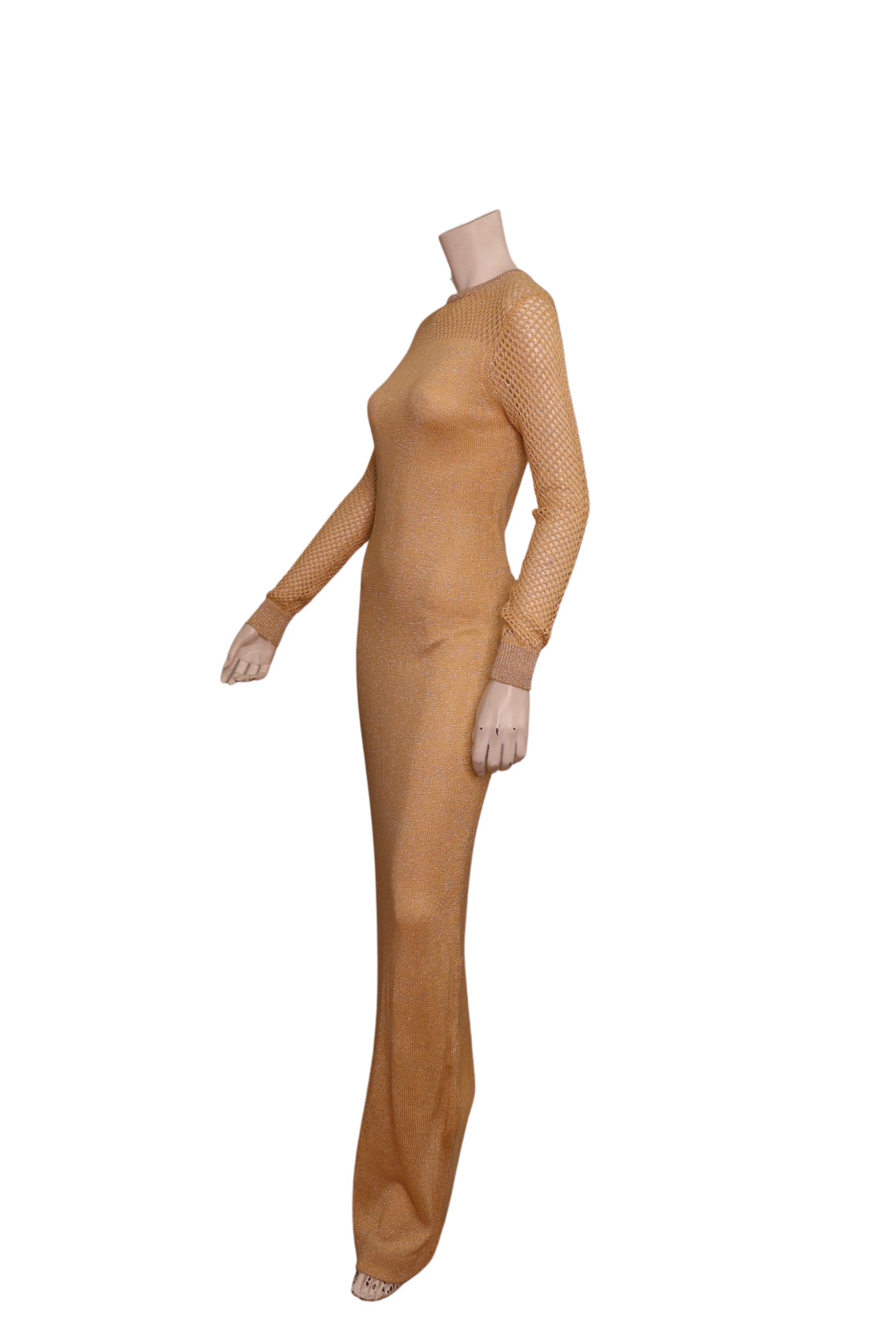 Vintage Anne Fogarty 1970s Glam Disco Fishnet Studio 54 Gown