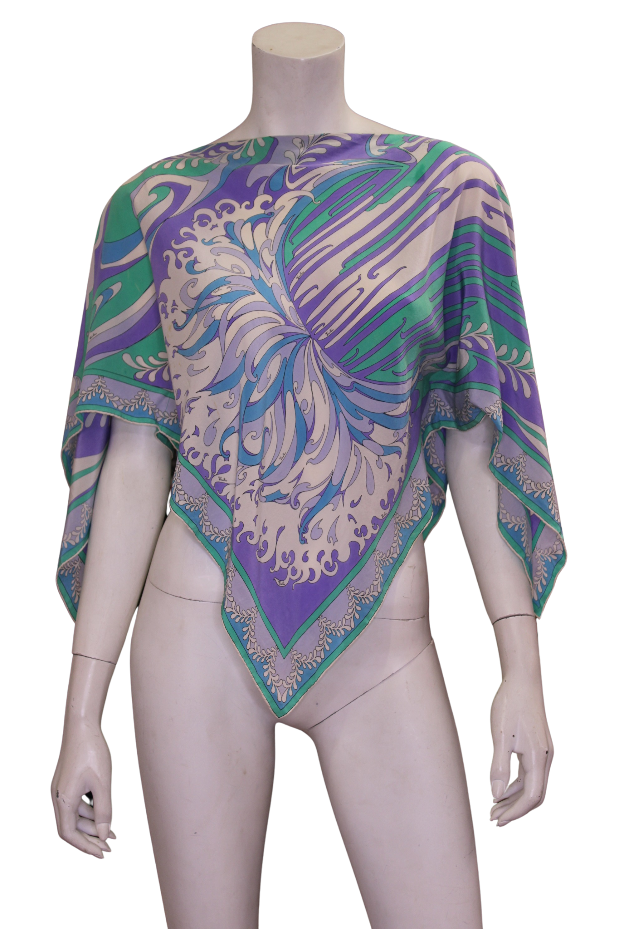 Pucci 1970s Pastel Patterned Scarf Blouse