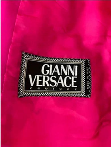 1990s Versace Two Piece Magenta Power Suit Set