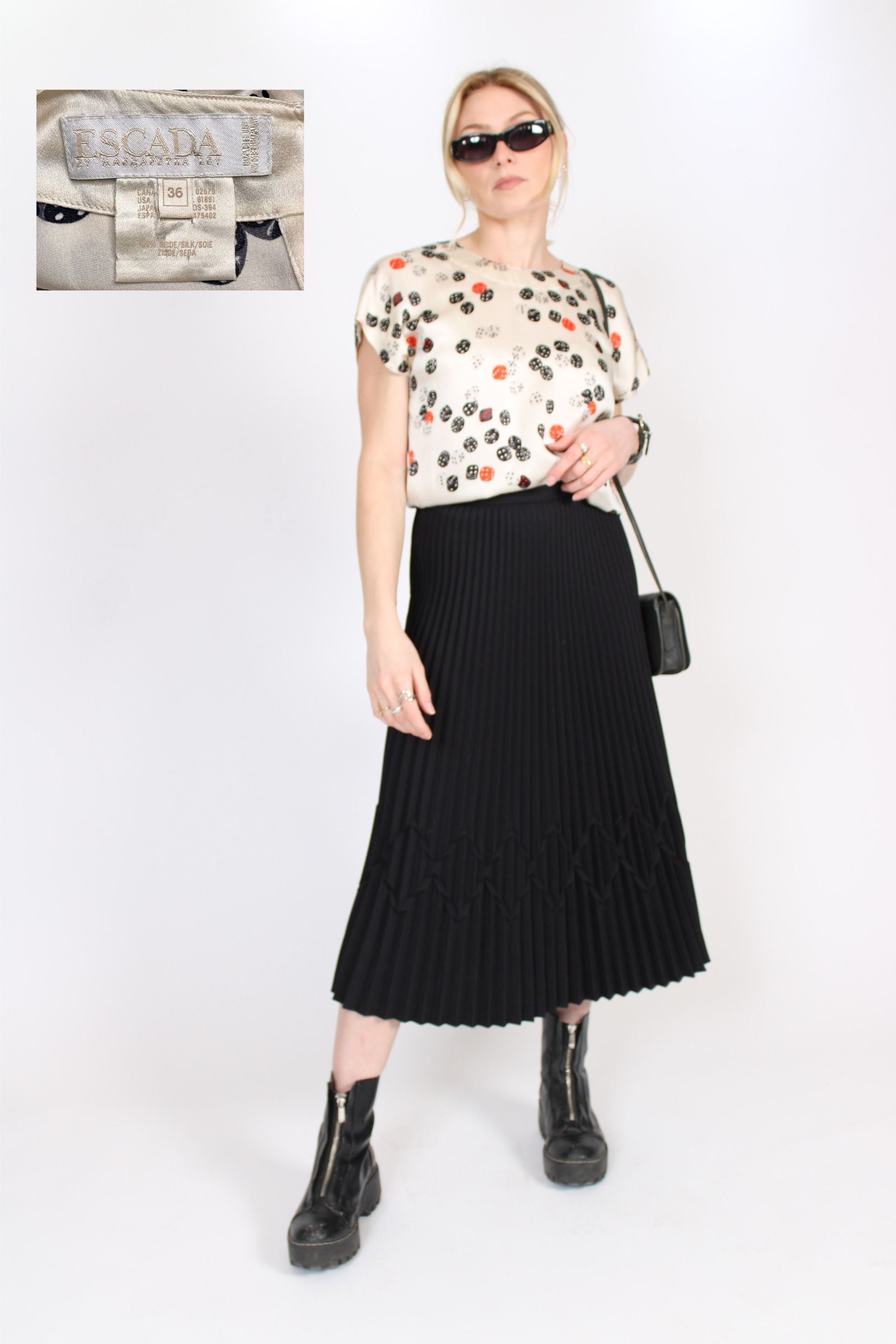 1980s Escada Silk Dice Blouse
