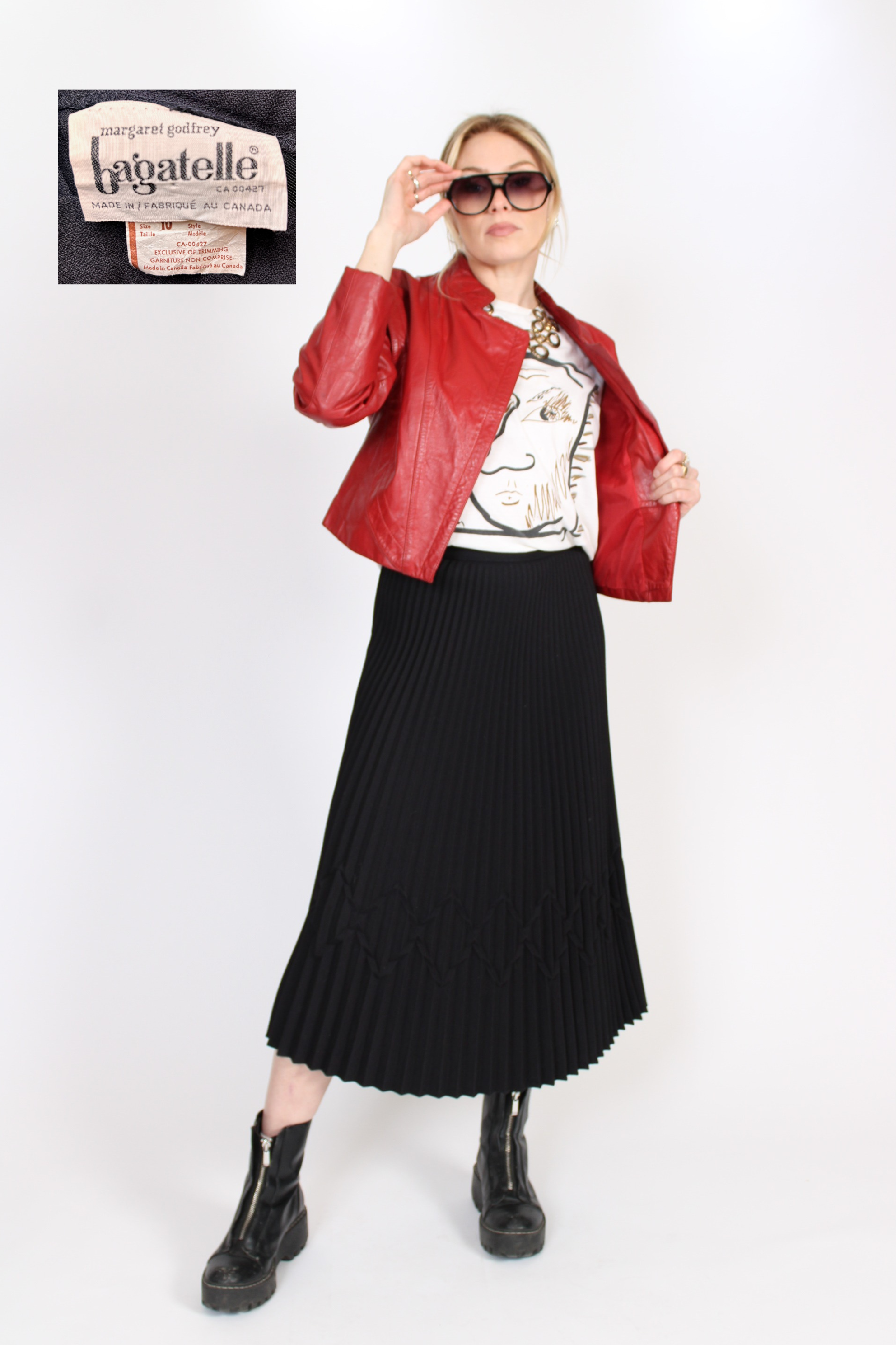 Vintage Black Bagatelle Pleated Skirt