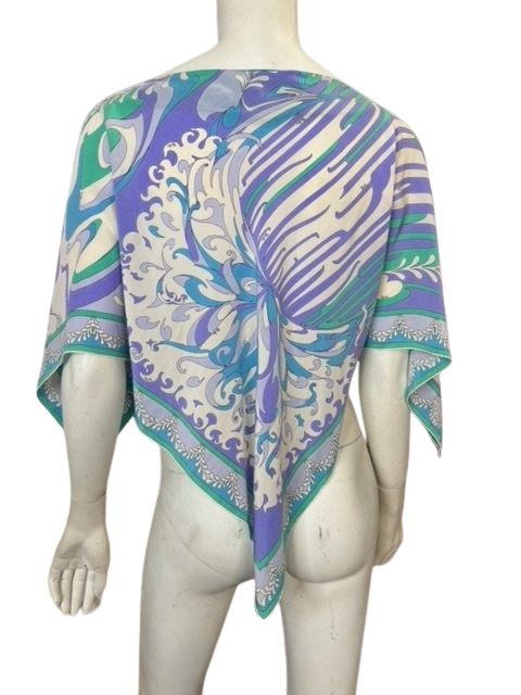 Pucci 1970s Pastel Patterned Scarf Blouse