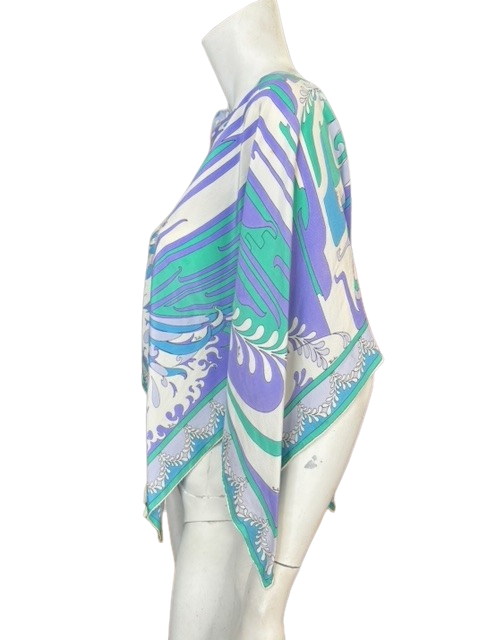 Pucci 1970s Pastel Patterned Scarf Blouse