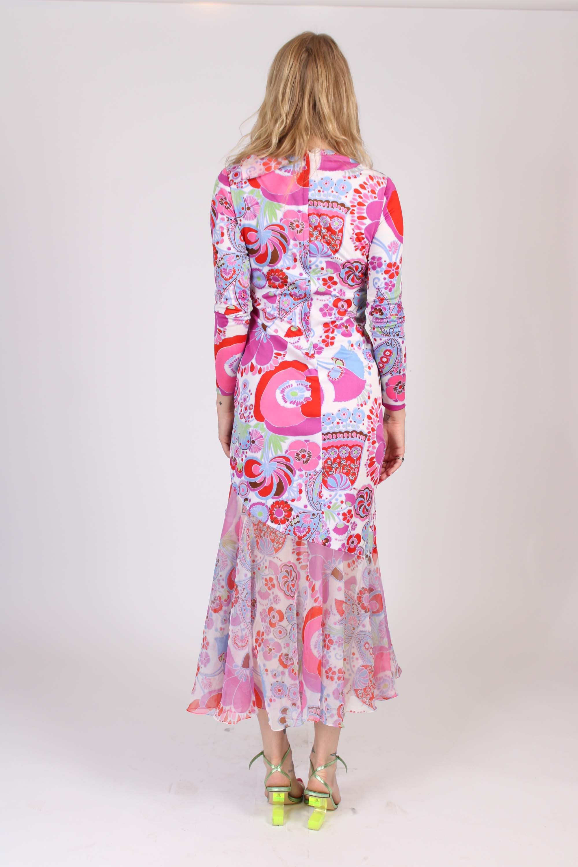 1970s Don Luis Floral Ruffle Maxi Dress