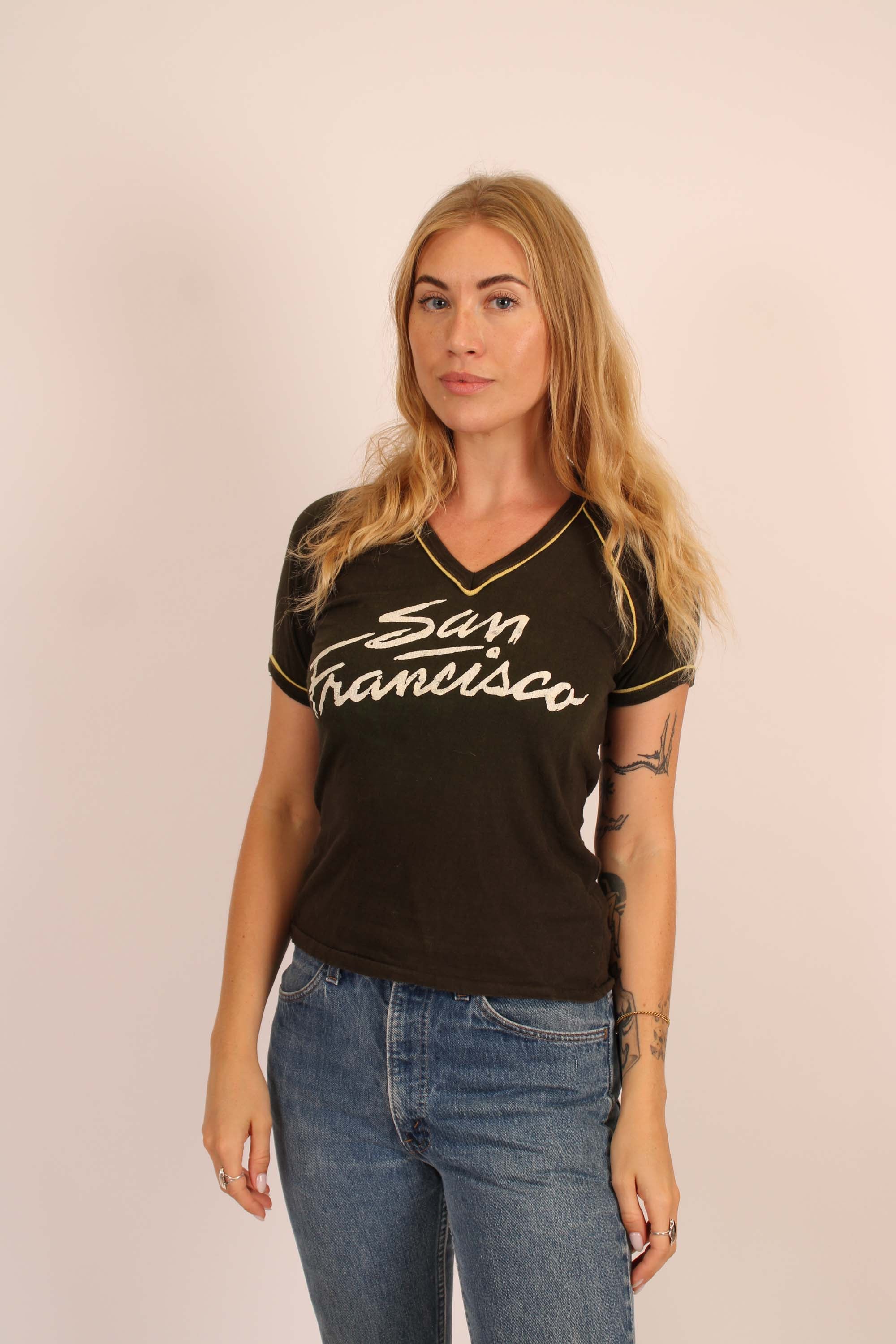 1970s Vintage San Francisco V neck T shirt