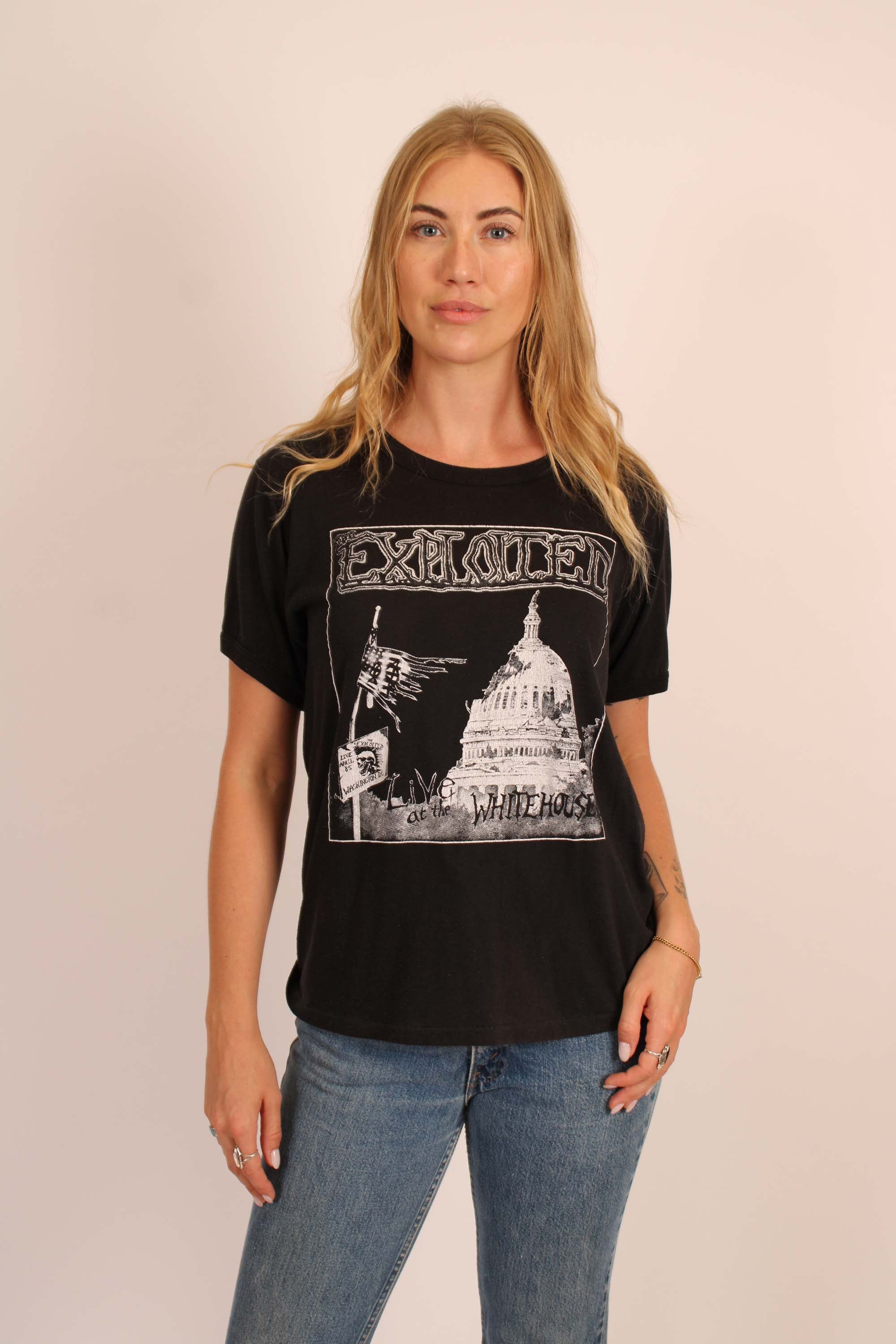 Vintage 1980s Exploited Live at the Whitehouse" Ringer T Shirt