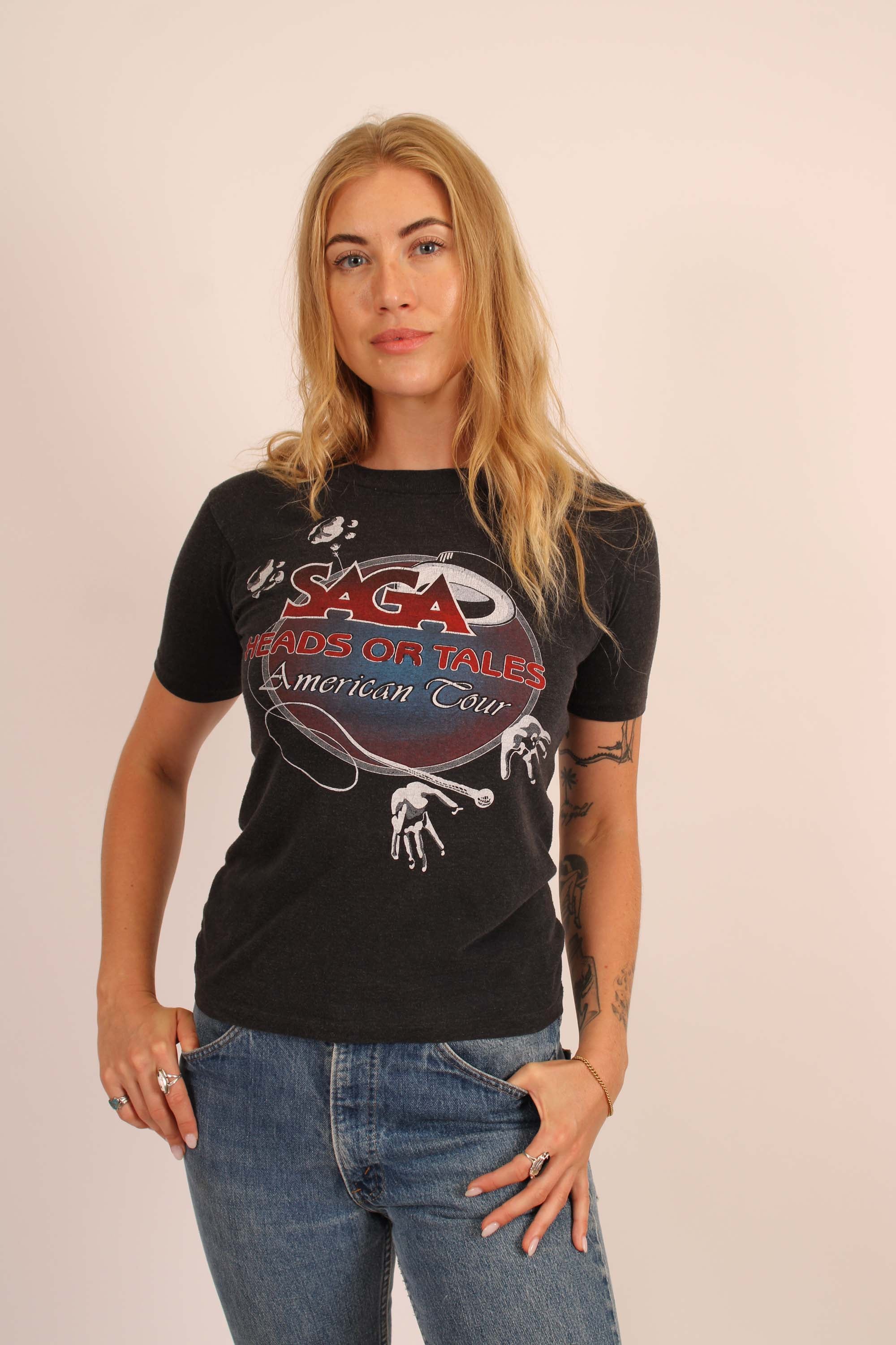Vintage 1984 Saga Heads or Tales Tour T Shirt